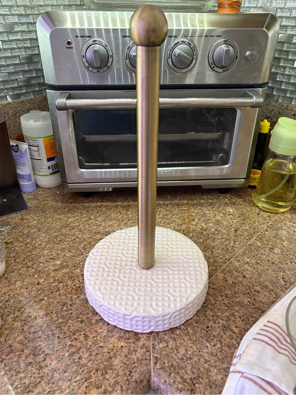 Threshold 2013 Gold & White Paper Towel Stand Textured Ceramic Base